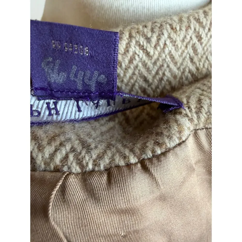 Ralph Lauren Collection Blazer Womens 6 Tan Herringbone Wool Cashmere Luxury - Picture 10 of 13